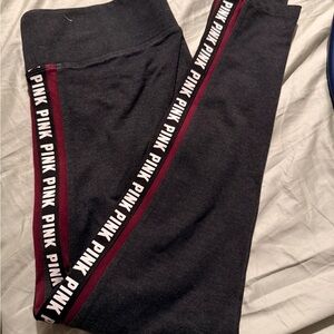 PINK Victoria's Secret Charcoal and Burgundy Leggings